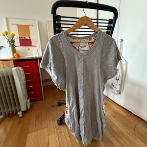 Tsumori Chisato White Gray Ruffled Cap Sleeve Tunic